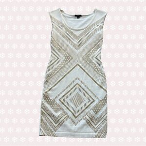 XOXO White and Gold Patterned Mini Dress